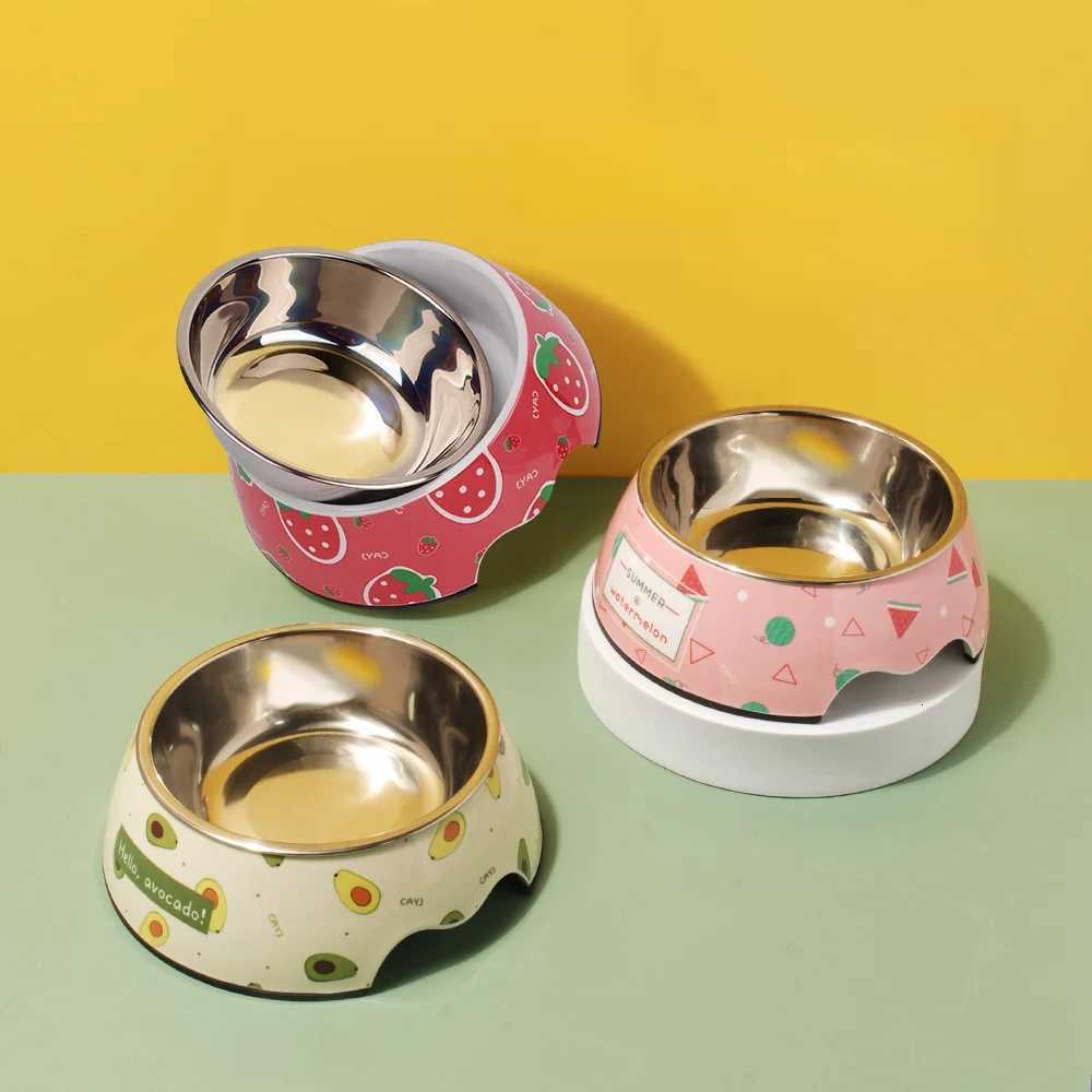 Stainless Steel Pet Bowl Cat Feeder Drinker Supplies Kitten Puppy Food Feeding Water Drinking Non Slip Bowls Pet Accessories Y250806