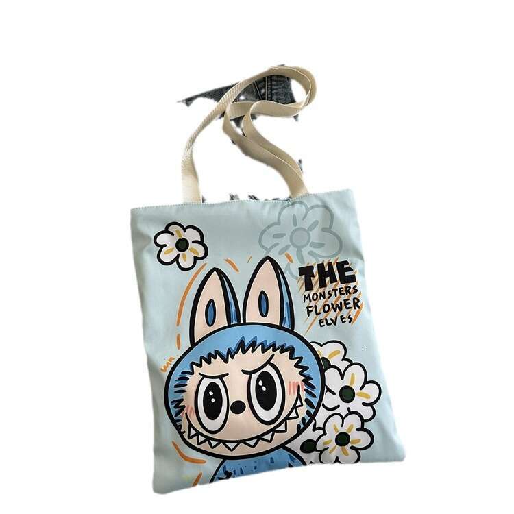 2025 New Labubu Single Eco-friendly Canvas Casual Shoulder Shopping Internet Celebrity Bag Cartoon