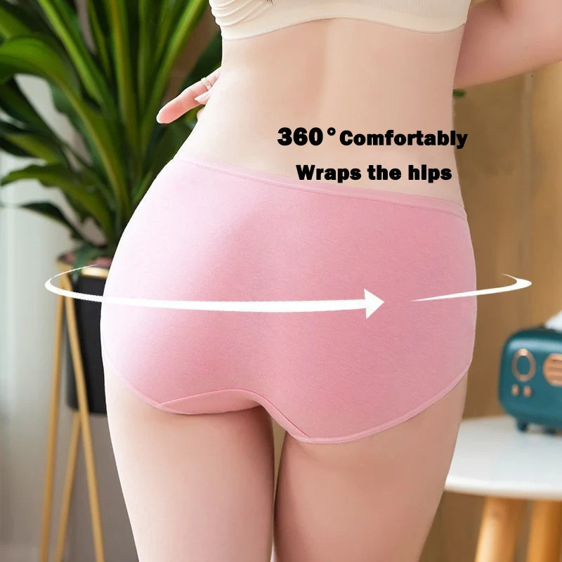 10Pcs Plus Size Underwear Womens Panties Cotton Breathable Briefs Girls Middle Waist Seamless Sexy Lingerie Female Underpants 250807