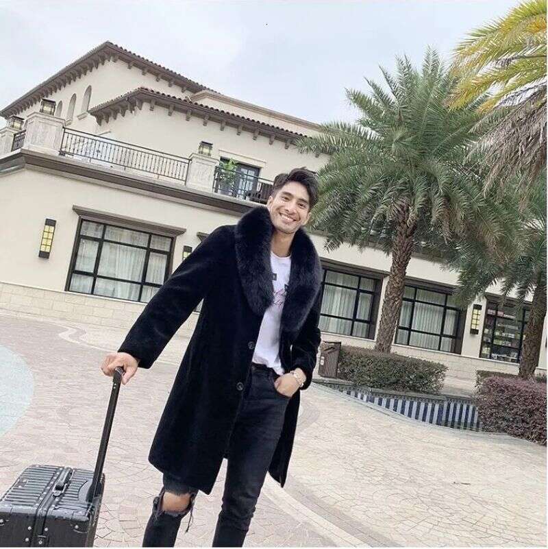Coat Mid To Long Style Integrated Mink Fur With Thick Warm Fur, Suitable For Middle-Aged And Elderly Men's Clothing