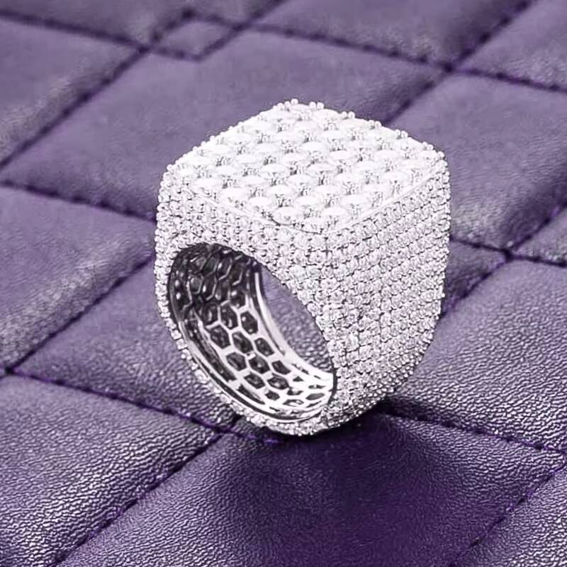 GRA Mens 925 Sterling Silver Hip Hop Iced Out Bling Cluster Ring VVS Moissanite D Color Passes Diamond Tester Gift