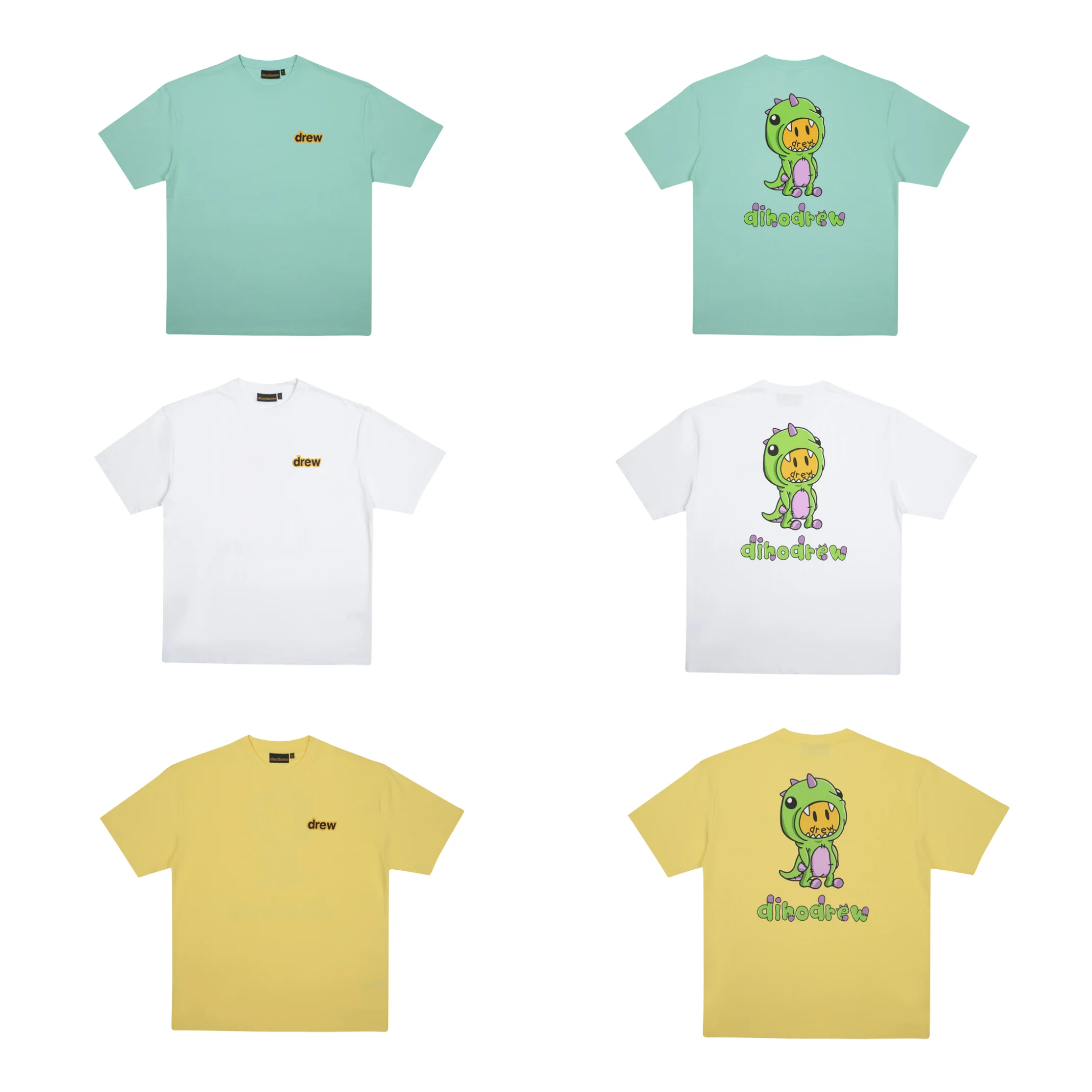 Drew House New Clothing Multicolor cartoon print logo T shirt men's and women's printed loose short sleeve T-shirt Designer luxury