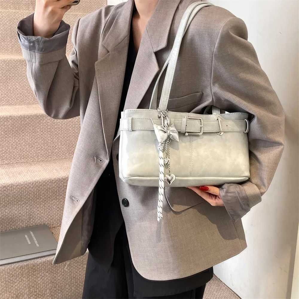 Small PU Leather Solid Color Underarm Bags for Women Belt Y2K Ladies Shoulder Bag Females Handbags and Purses Tote Bag Z250807