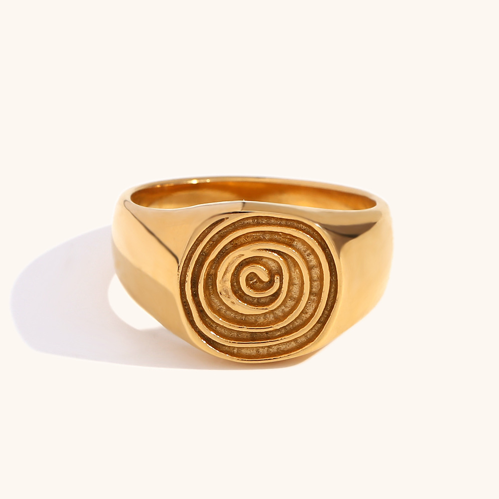 Round Face Vortex Ring Waterproof 18K Gold Plated Accessories Silver Color 316L Stainless Steel Woman Rings wholesales drop ship