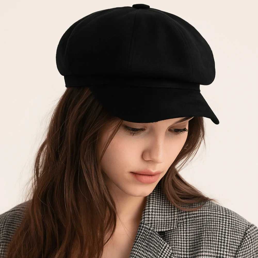 Retro Korean Style Beret Hat Solid Color Keep Warm Suede Octagonal Hat British JK Painter C Ladies XJ250807