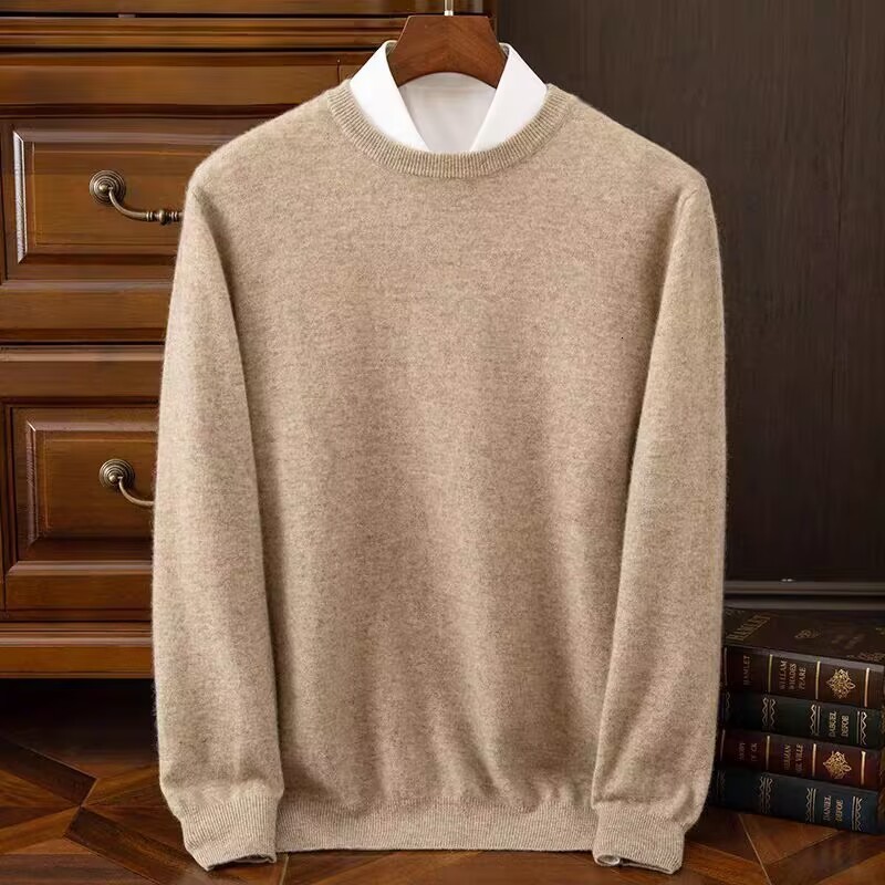 Wool Mens Sweater V-neck Knitted Long Sleeved Pullover Solid Color Casual Fashion Male Spring Cashmere Sweater 240808