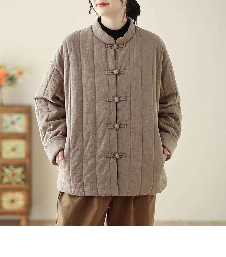 Designer Clothing 2025 THHONE Autumn Winter Jackets Parkas For Women 2024 Casual Solid Thicken Padded Jacket Korean Loose Chinese Style Coats Outerwea