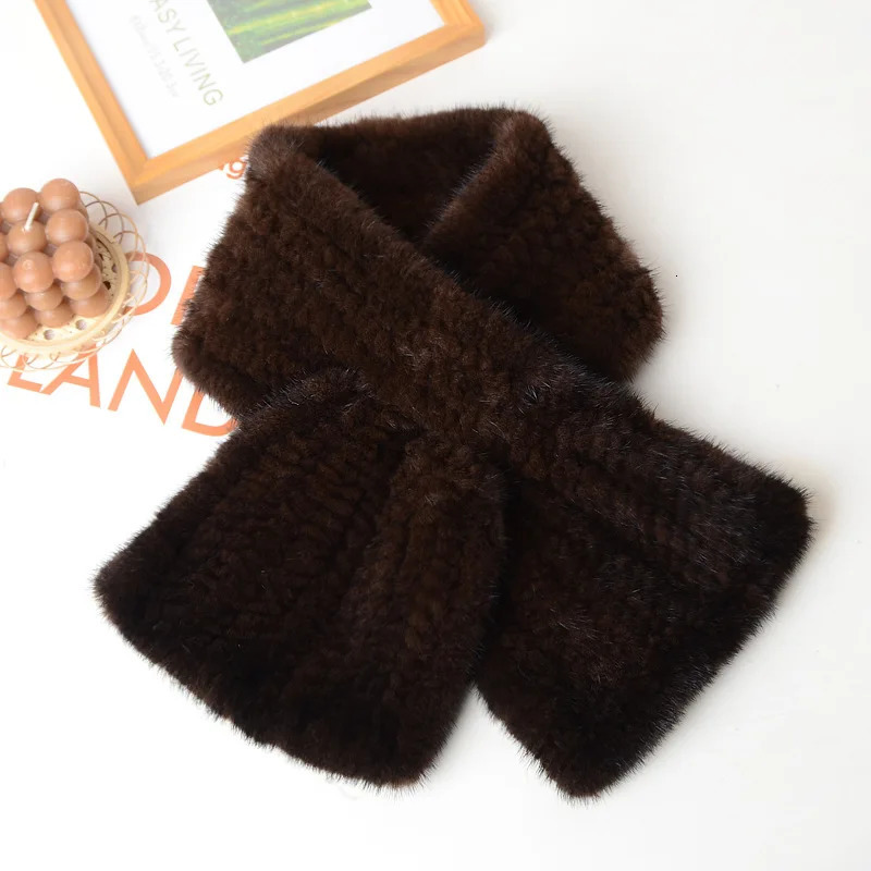 Winter Women Warm Knitted Real Mink Fur Scarf Natural Mink Fur Shawl Lady Short Style 100% Real Mink Fur Scarves 250806