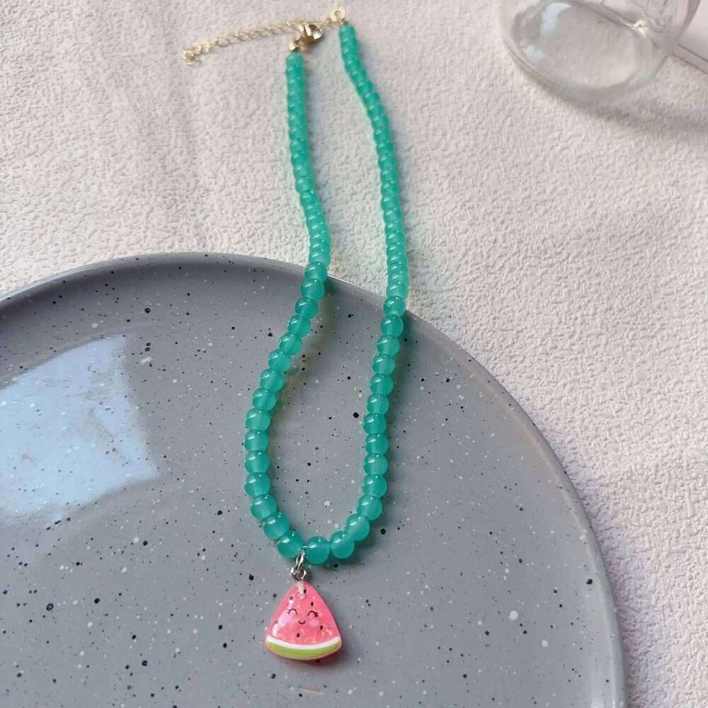 Kpop Fashion Cute Summer Y2k Heart Pendant Beaded Necklace For Woman Egirl Aesthetic Jewelry EMO Goth Vintage Scene Accessories