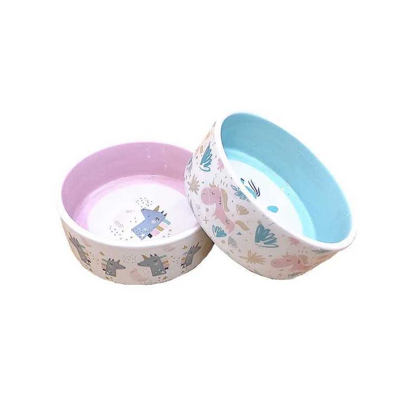 Cartoon Ceramic Cat Bowl Candy Colors Puppy Bowl Pet Water Food Bowls for Cat Dog Pets Feeding Supplies Y250806