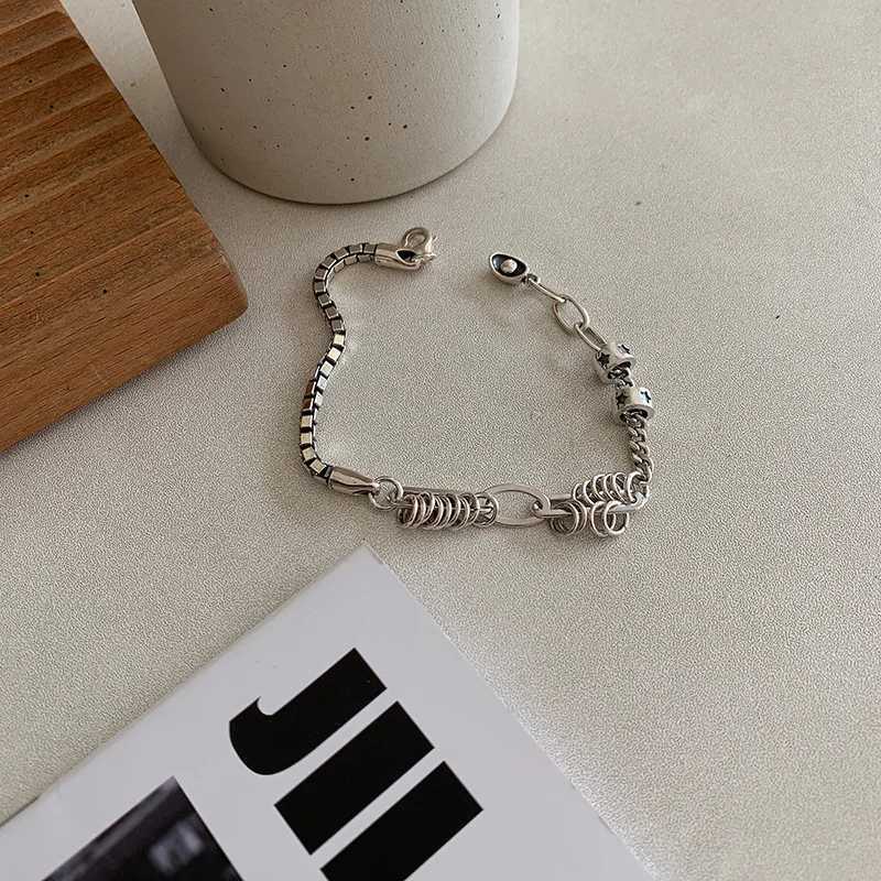 VENTFILLE 925 Sterling Silver Thai Silver Bracelet for Women Vintage Geometric Heart Love Lucky Punk Jewelry 2023 New Dropship W250807