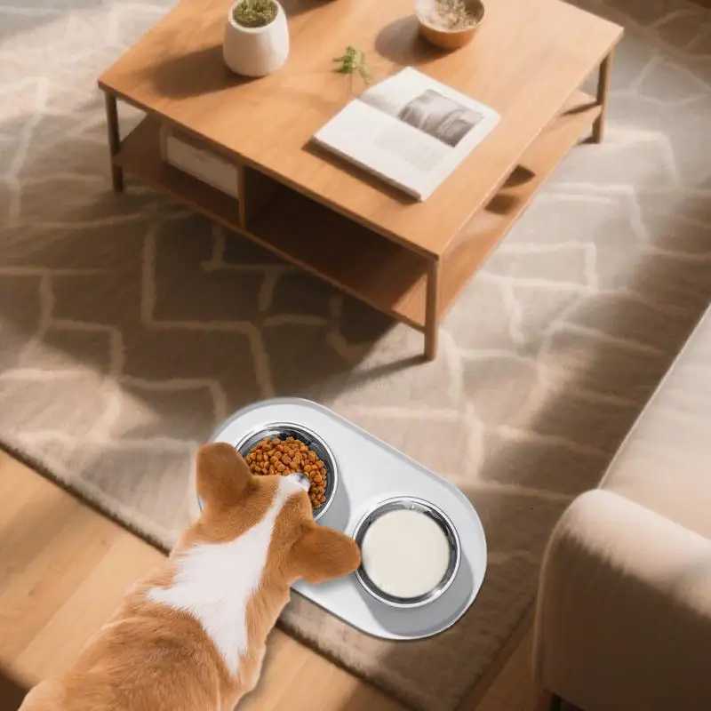 Dog Food Bowl Feeding Dishes With Mats Silicone Anti-Slip Waterproof Bowl For Dog Feeding Puppy Pet Cat Breed Daily Meals Y250806