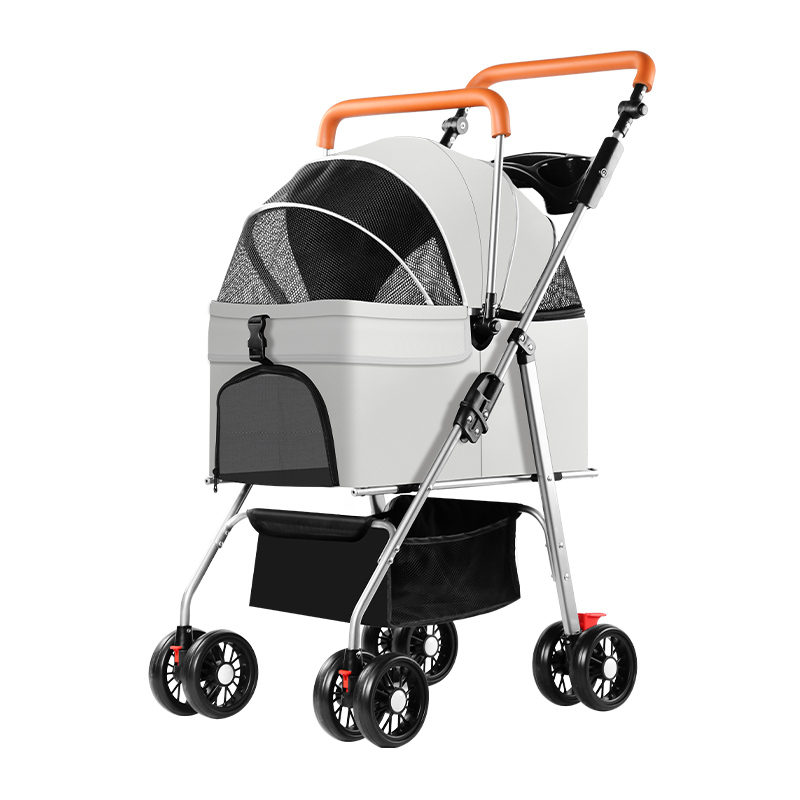 Portable Pet Stroller: Ideal for Small & Medium Dogs & Cats - Detachable Straps + Easy Folding
