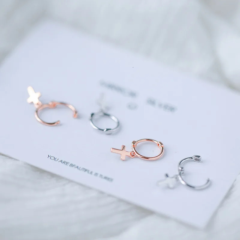 REETI 925 Sterling Silver cross Earrings for Women Fashion Personality Couple Small Contracted Earrings 250805