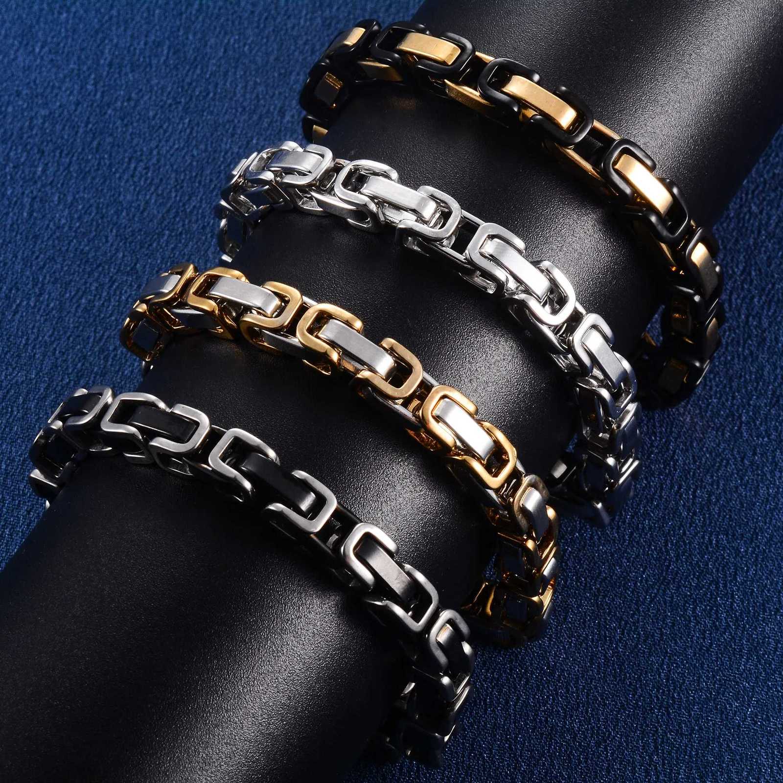 6mm 23cm Cool Stainless Steel Byzantine Chain Bracelet for Men Chunky Punk Rock Boy Hand Chain Anklet Wristband Metal Jewelry W250807