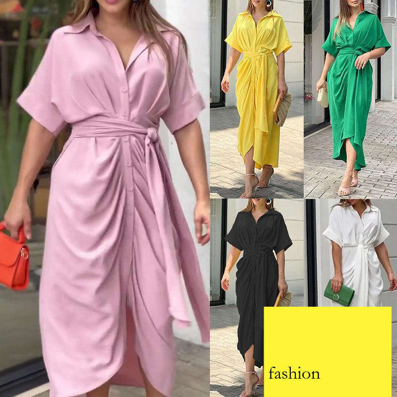 New Women's Elegant V-Neck Fashion Shirt Dress Women B5 h7