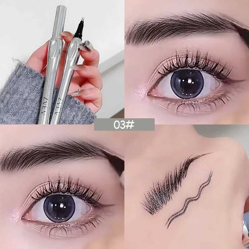 2 Fork Tip Liquid Eyebrow Pencil Eyeliner Lower Eyelash Pen Makeup Waterproof Lasting Quick Drying Ultra-fine Brows Pen Cosmetic W250807