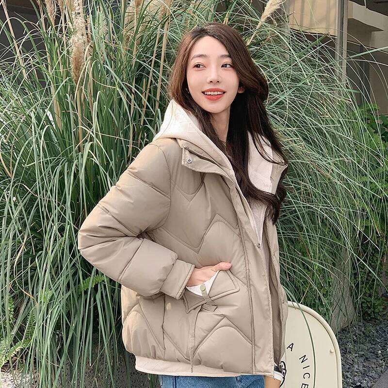 Designer Clothing 2025 Women Winter Short Vacation Two Female Student Down Cotton Jackets Loose Hooded Thick Parkas Clothes