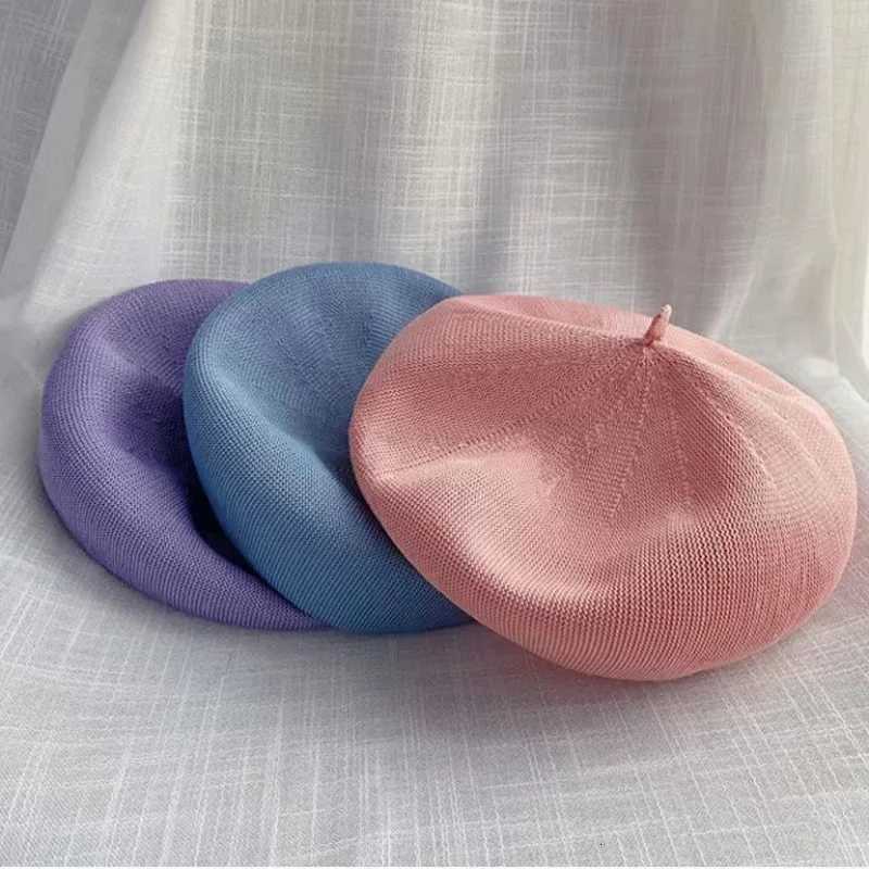 INS Summer Rhinestone Beret Womens New Fashion Versatile Hat Thin Breathable Painter Hat Beret Hats for Women XJ250807