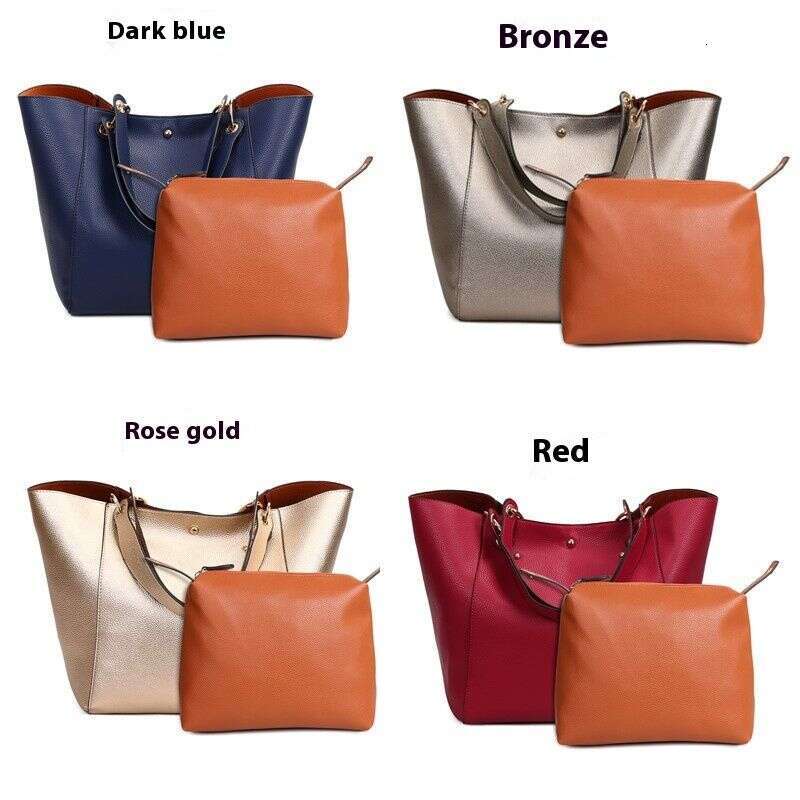Women's Fashionable Handbag Made of All Leather Elegant City Work Multi Pocket Shoulder Bag Large Capacity A4 Suitable for Shopping