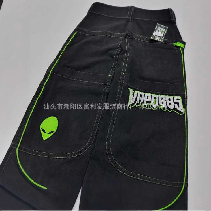 2024 Summer New American Washed Personality Print Trendy Five-Point Pants Loose Casual Lazy Style Trousers