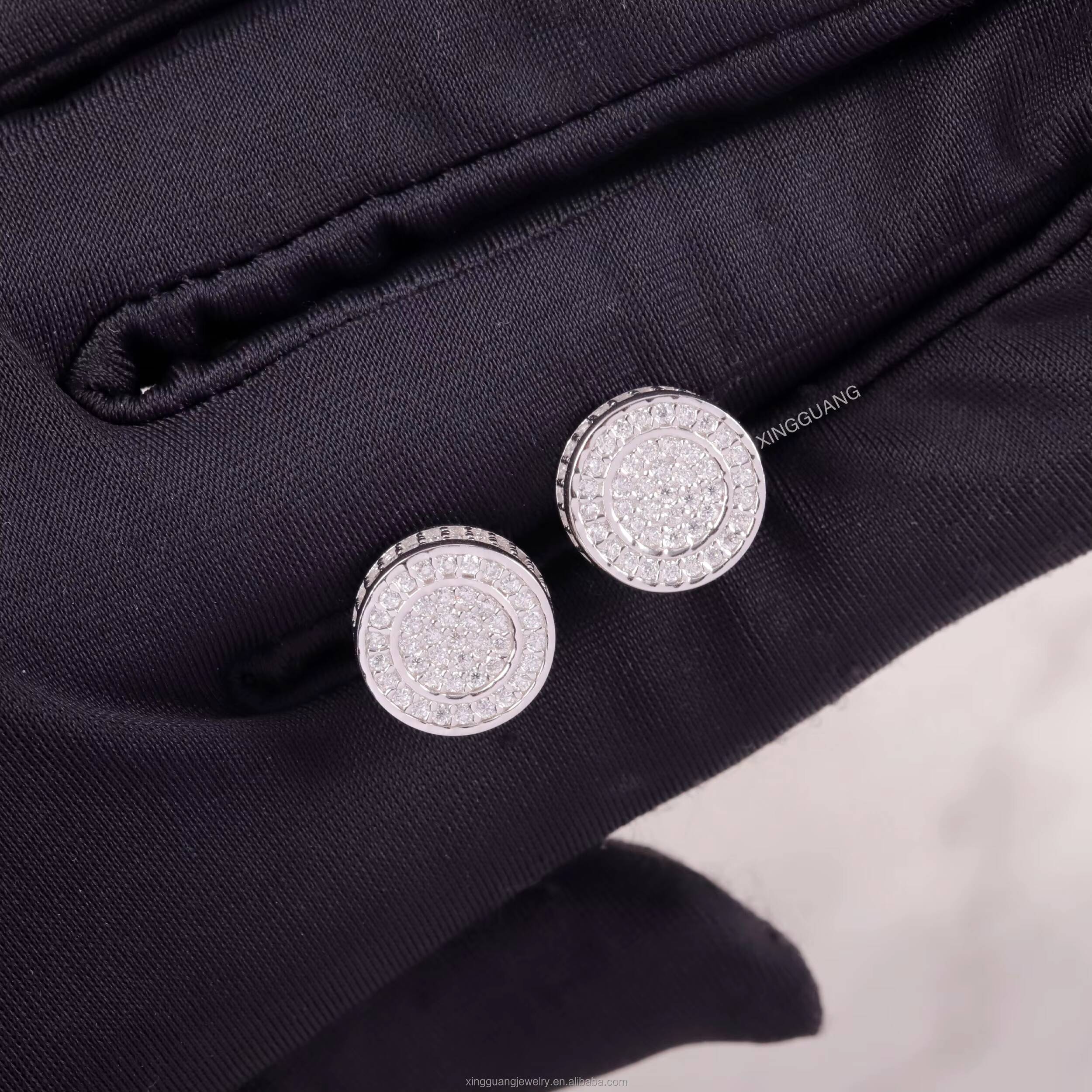 XG Rts Vvs Moissanite Earrings 925 Sterling Silver Fine Jewelry Earrings for Men Women Pass Diamond Tester