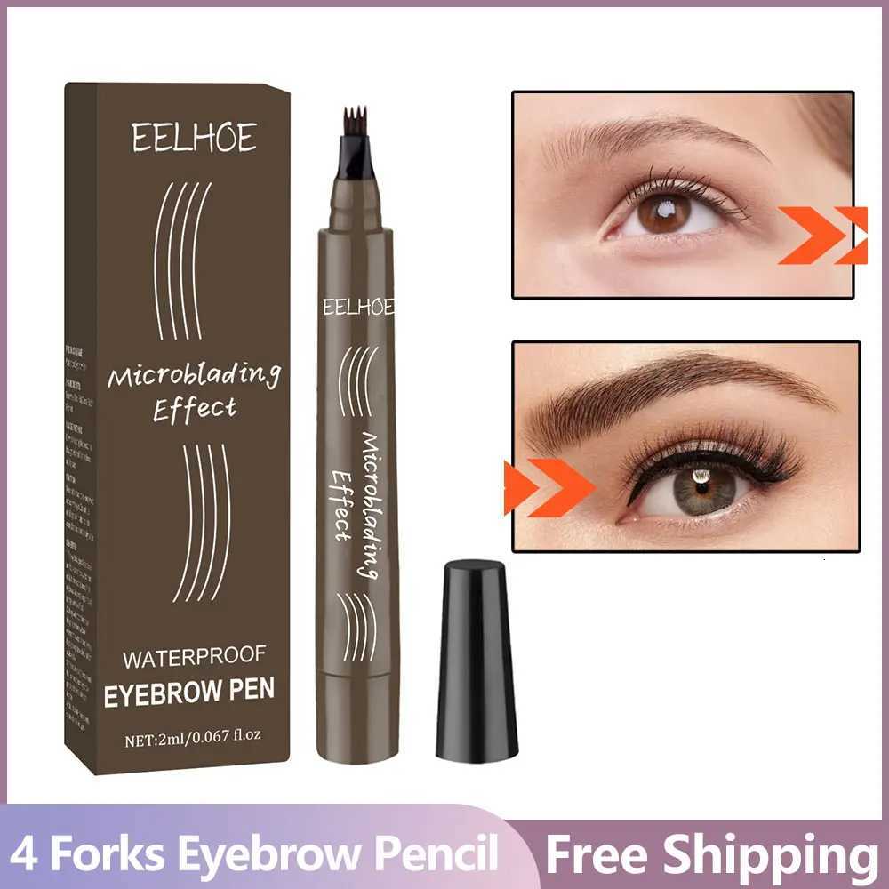 4 Forks Eyebrow Pencil Waterproof Long Lasting Dark Gray/Red Brown NO Smudging Eyes Liquid Eye Brows Pen Female Makeup Products W250807