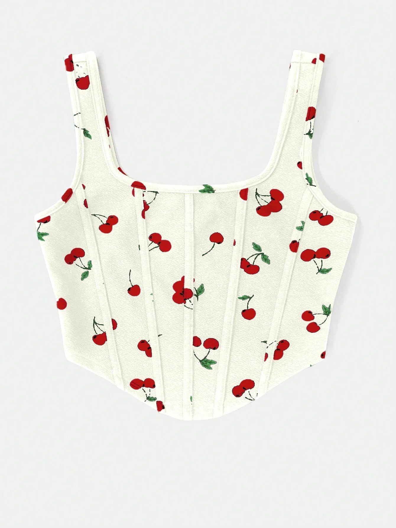 Womens Summer Casual Sleeveless Cherry Print Cropped Tank Top Fashionable Daily Wear Tops 250807