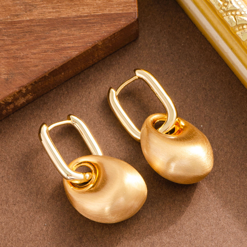 Fashion Brushed Irregular Geometric Pendant Earrings for Women High-End Light Simple Ear Jewelry