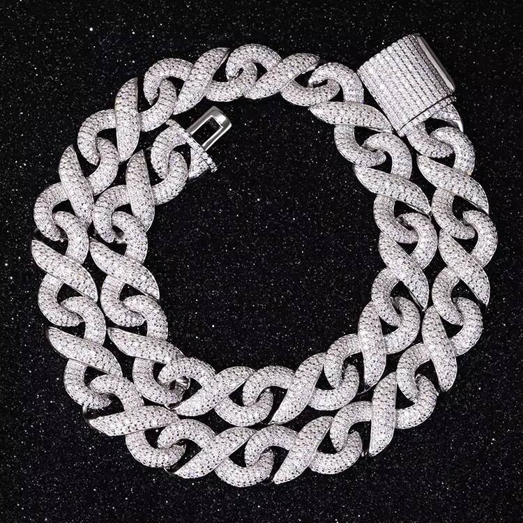 100% Pass Diamond Tester Diamond Mossinate S925 Sterling Silver Cuban Chain Miami Cuban Link Chain Fashion Jewelry