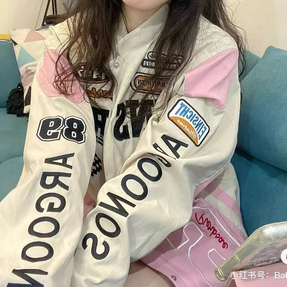 Windproof Biker Jackets for Couples High Street All Match Racing Wear American Womens Oversize Coats Detachable 250805