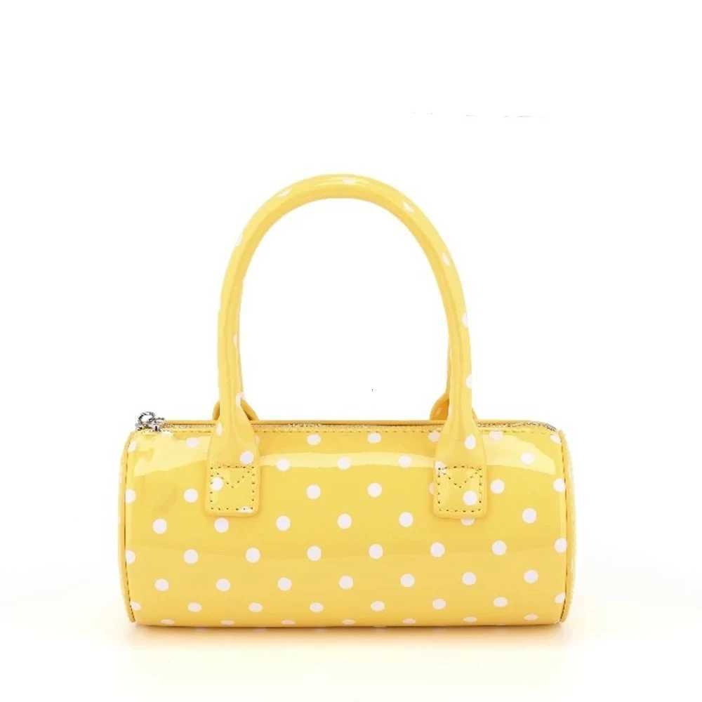 Korean Style Cute Polka Dot Round Cylinder Handbag Womens Unique Design Trendy Shoulder Bag Female Commuting Crossbody Bags Z250807