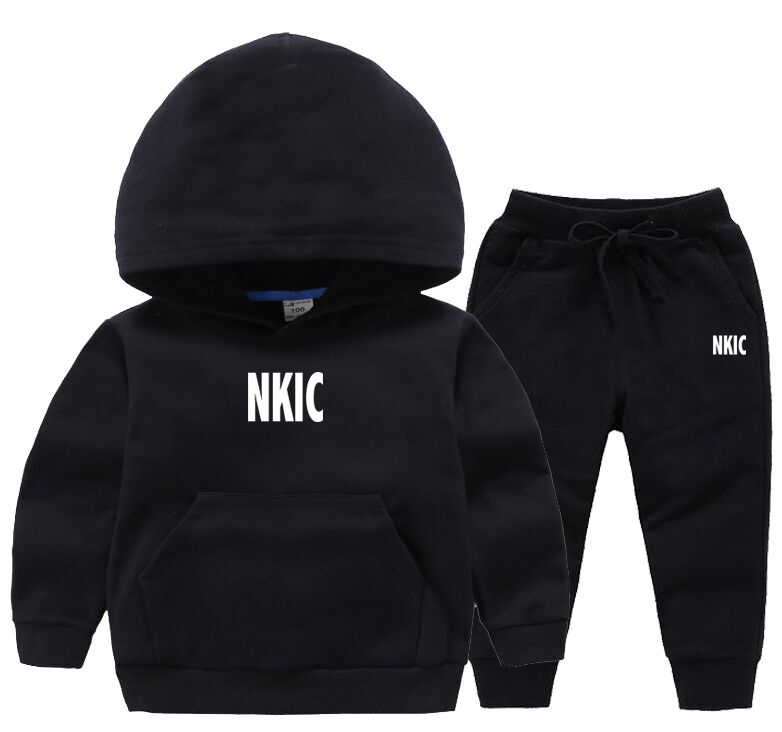2-13 Year Kid Clothes Black Hoodie Pants Suit 2pcs Set Casual Fashion Boy Brand Tracksuit Spring Autumn Children Set Sportsuit