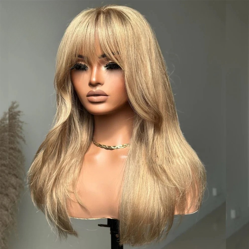 Wear And Go Wig With Layered Bang Glueless Ready To Wear 360 Full lace Human Hair Wigs For Women 13x4 Lace Closure Wig Synthetic