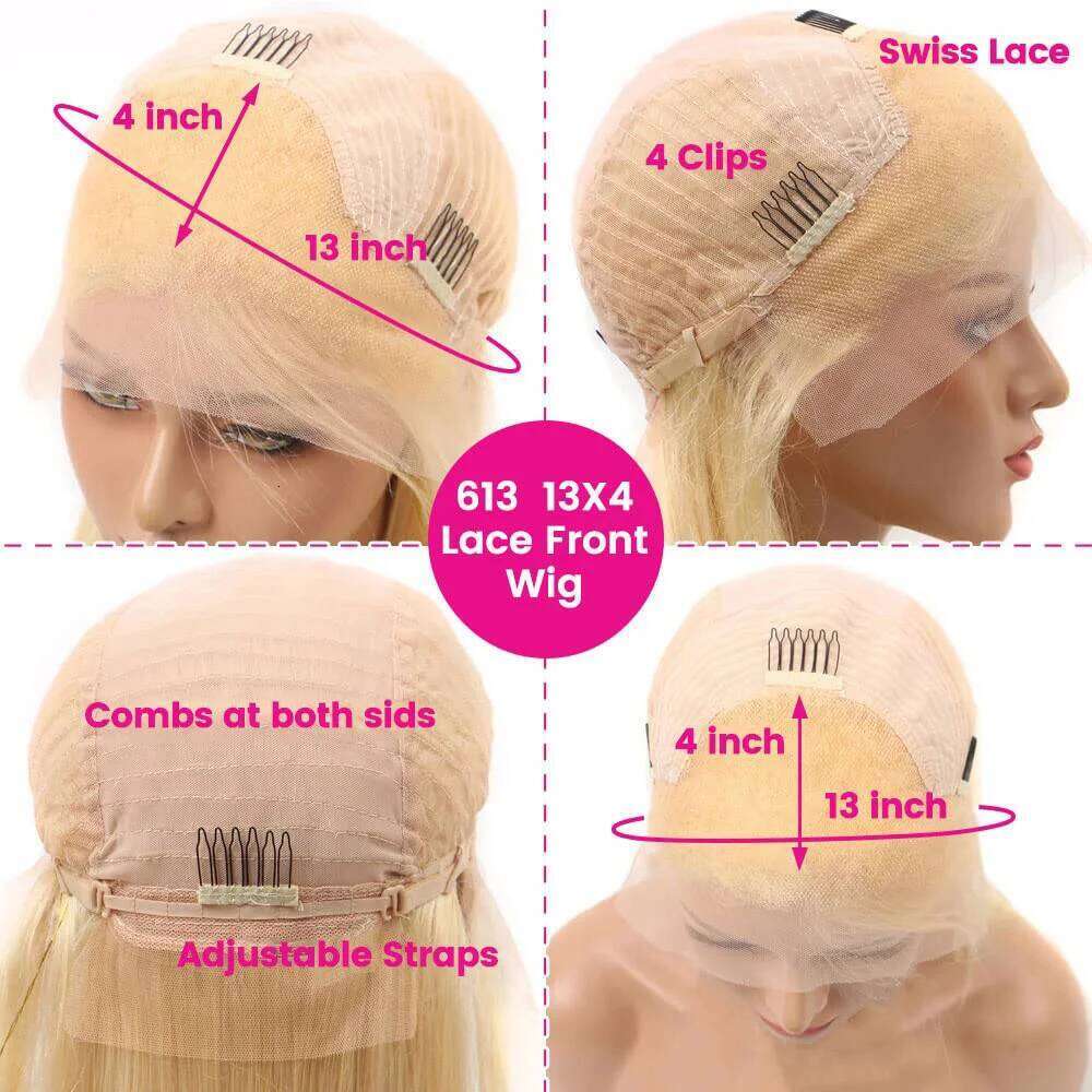 Bob 13X4 13X6 HD Lace Front Wig Human Hair 16 Inch 200% Density 613 Short Straight Blonde Wigs For Black Women