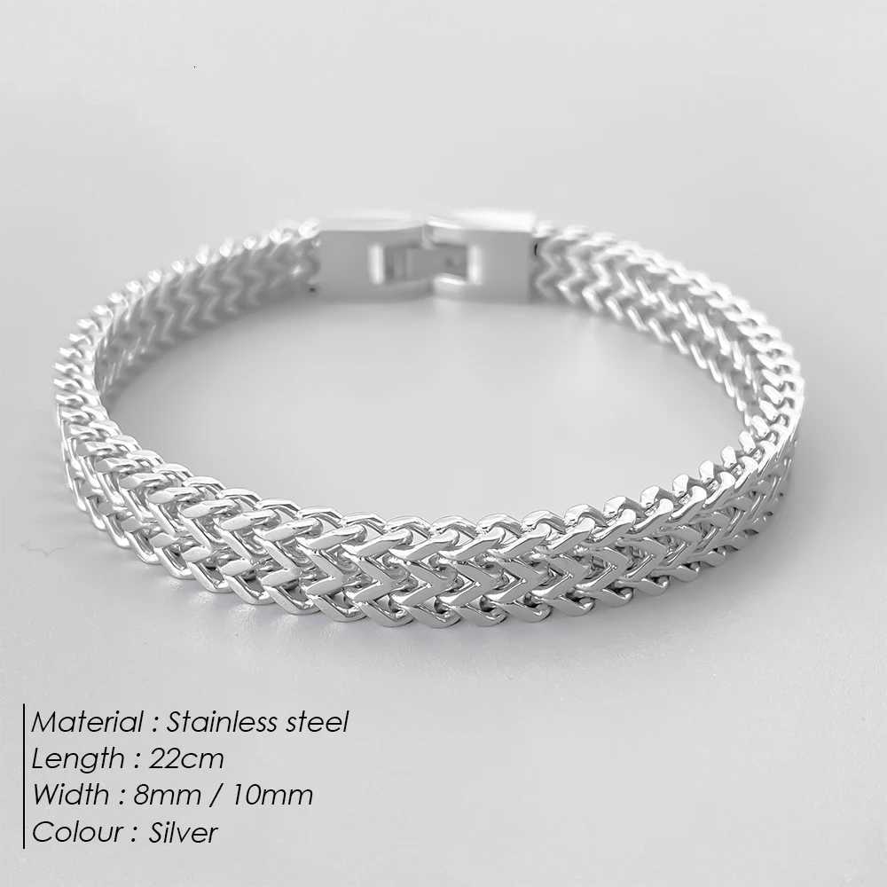 elandis fashion mens double buckle bracelet 8/10mm stainless steel Cuban chain bracelets punk jewelry gift factory direct W250807