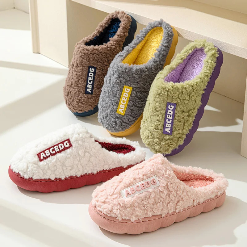 Thick Sole Home Indoor Outside Men And Women Couples Winter Household Warm Fluffy Slippers Fashion Plush Cotton Shoes Ladies 250805