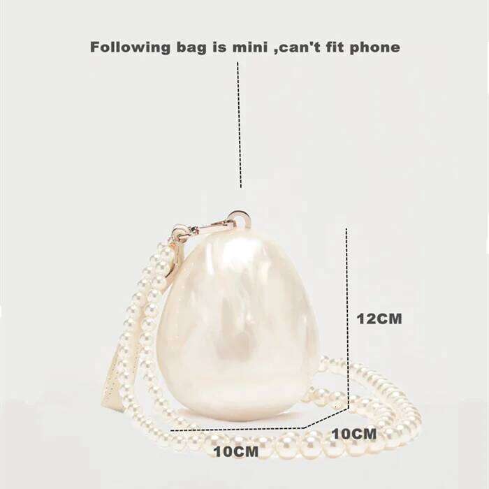 Women Acrylic mini egg bag cute pearl Evening Clutch Bag with beaded strap For Wedding Party purse And Handbag Designer