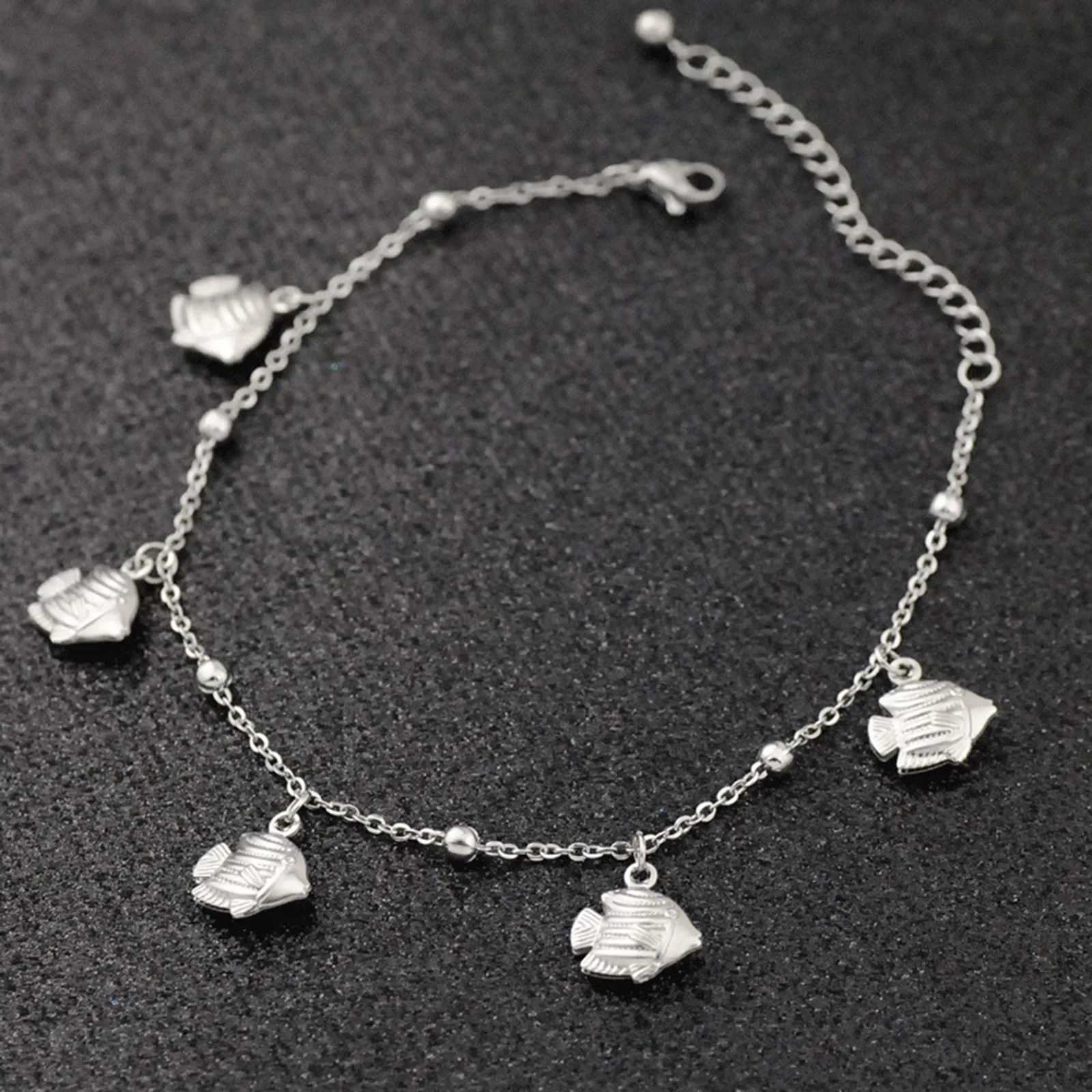 Stainless Steel Ocean Shell Star Dolphin Pendant Anklet Silver Color Chain Anklet Women Summer Beach Barefoot Sandal Jewelry1PC Y250805