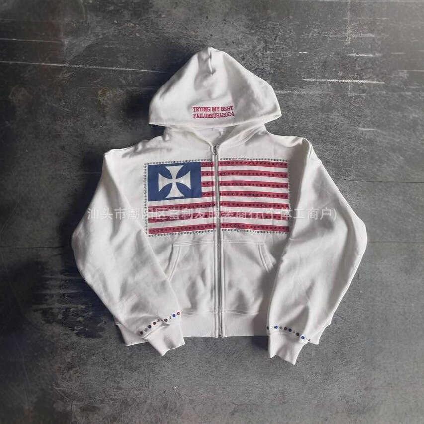 Fashion Summer New American Style Washed Long Sleeve Hooded Shirt Personalized Print Loose Casual Sweatshirt Jacket