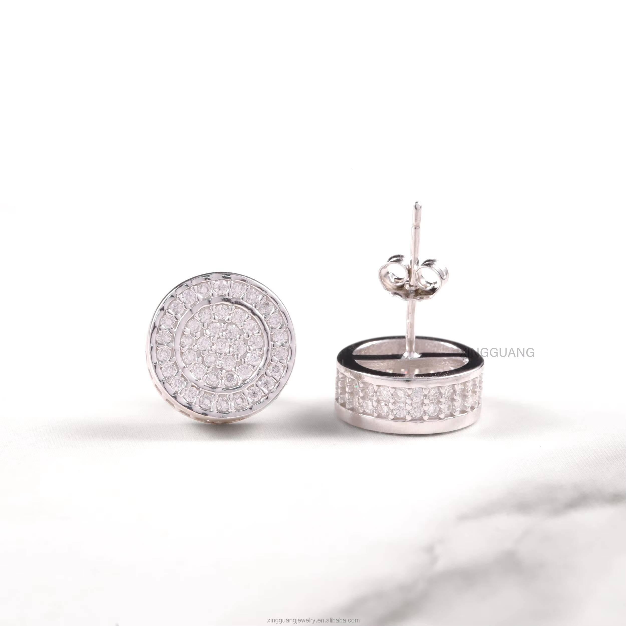 XG Rts Vvs Moissanite Earrings 925 Sterling Silver Fine Jewelry Earrings for Men Women Pass Diamond Tester