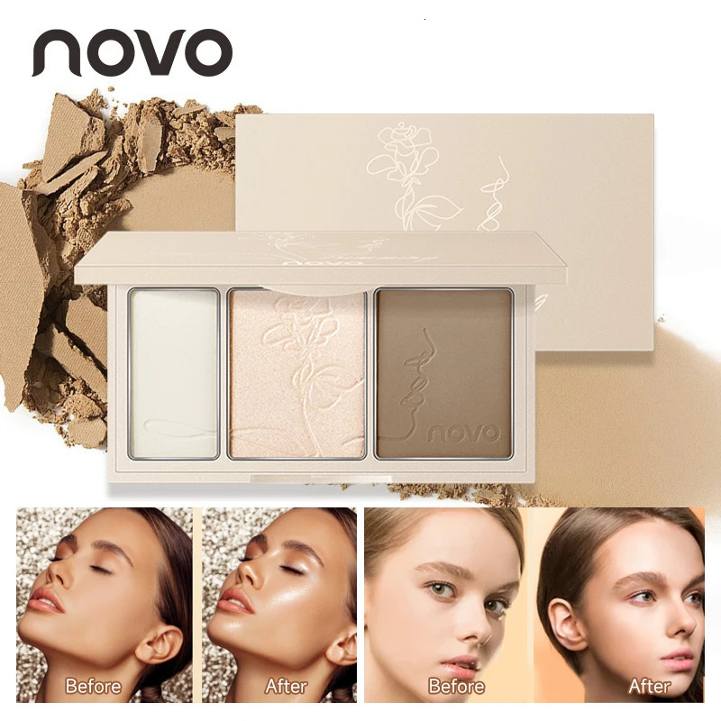 3-In-1 Contouring Powder - Easy To Blend Highlight And Contour Palette Ultra-Fine And Long-Lasting Complexion-Enhancing Shade 250730