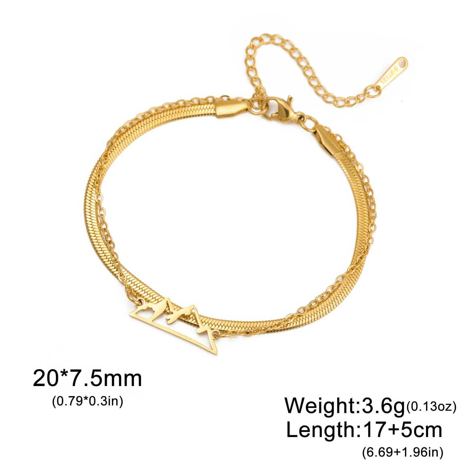 Lucktune Mountain Charms Stainless Steel Bracelet Jewelry For Women Fashion Double Chain Womens Hand Bracelets Birthday Gift W250807
