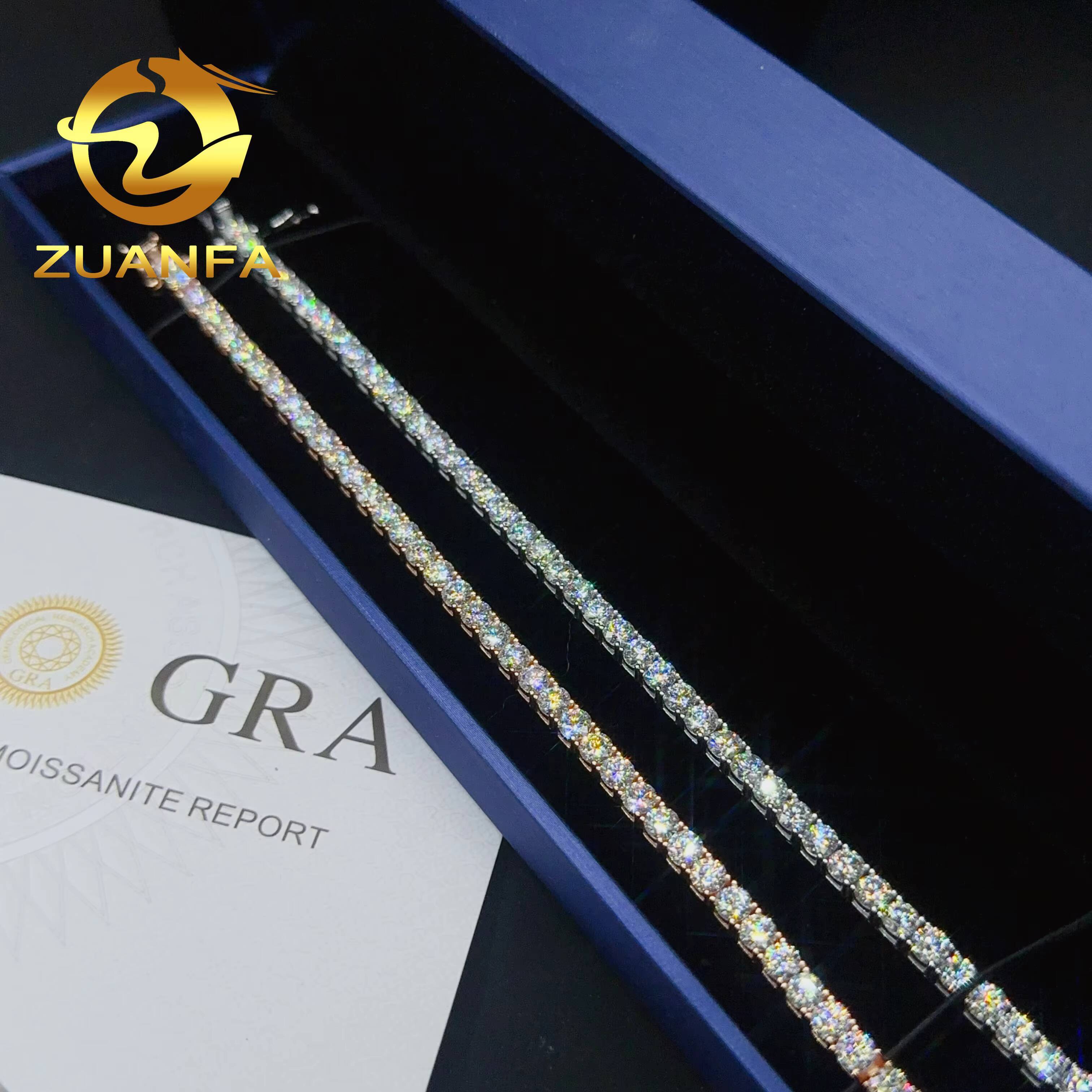 High Quality 925 Sterling Silver Ice Out Bracelet 4mm 6.5 Moissanite VVS Tennis Chain Bracelet for Men Women