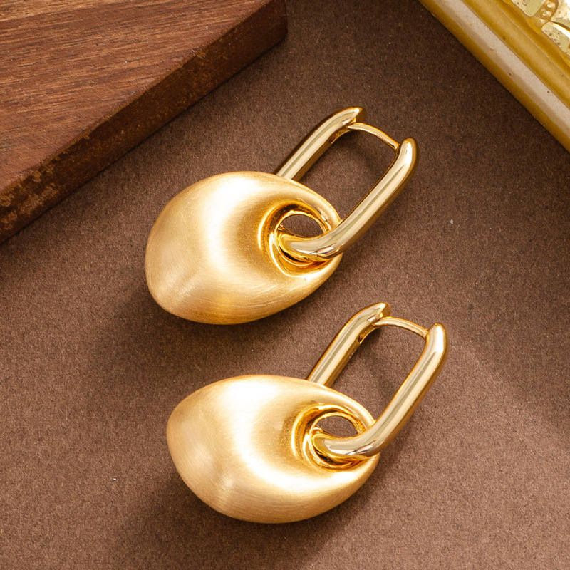 Fashion Brushed Irregular Geometric Pendant Earrings for Women High-End Light Simple Ear Jewelry