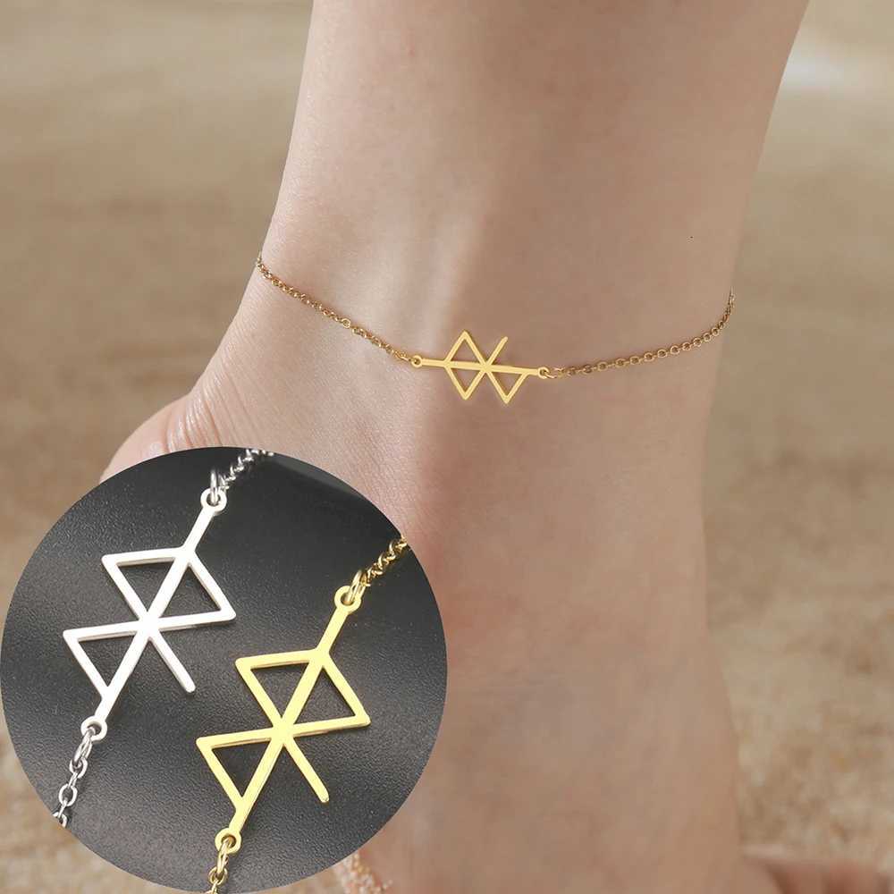 Dawapara Norse Protection Rune Charm Ankle Peace and Happiness Symbol Stainless Steel Magical Amulet Jewelry Y250805