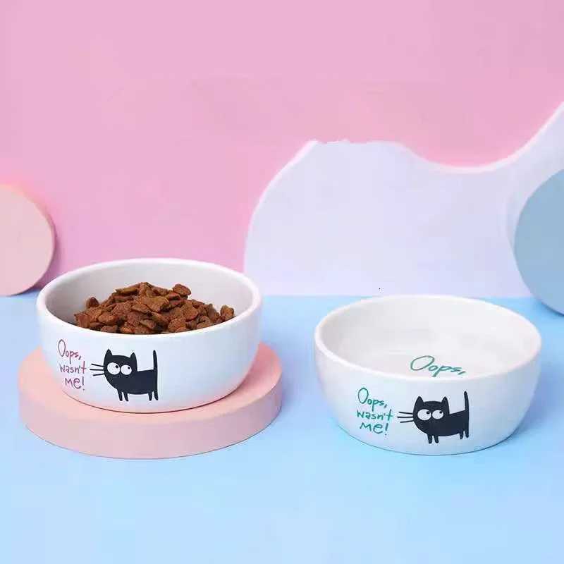 Fashion Cartoon Small Black Cat Pet Food Bowl Ceramic Easy To Clean Bowl Safe Harmless Pet Supplies for Dog Cat Accessories Y250806