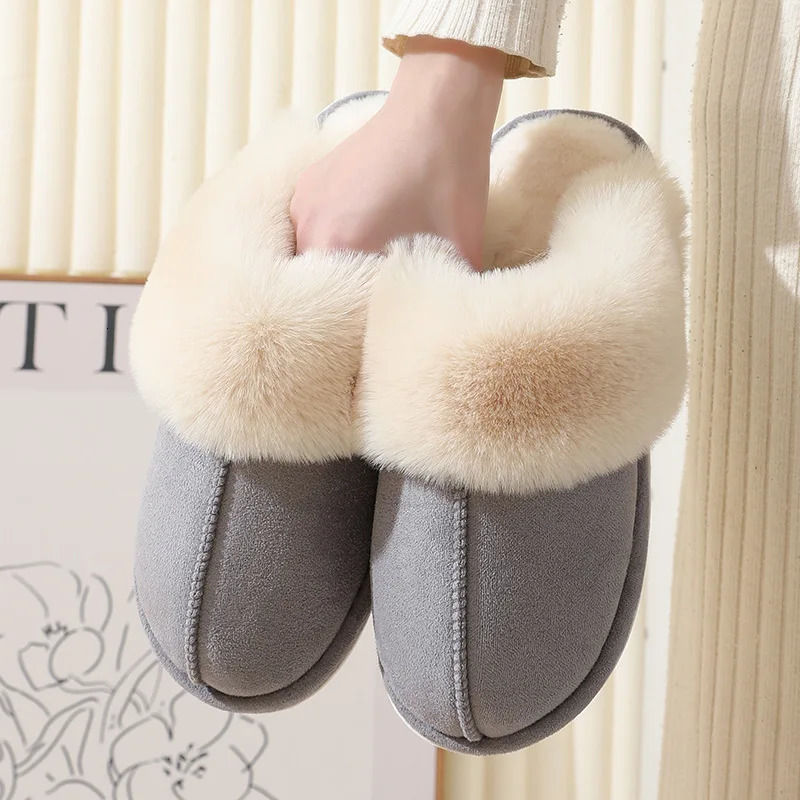 Shevalues Fashion Fur Slippers Women Fluffy Winter House Shoes Memory Foam Fuzzy Slippers Short Plush Slipper Indoor And Outdoor 250805