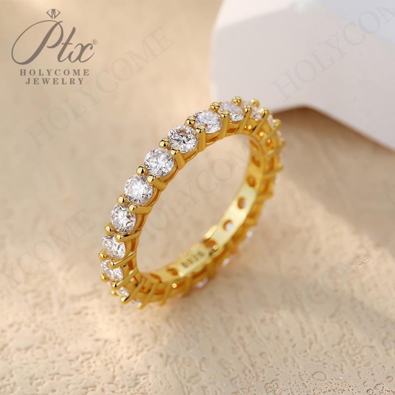 3MM Moissanite Full Circle Row Diamond Ring 925 Sterling Silver Pass Diamond Test For Women Wedding Fine Jewelry Engagement Eternity Bands