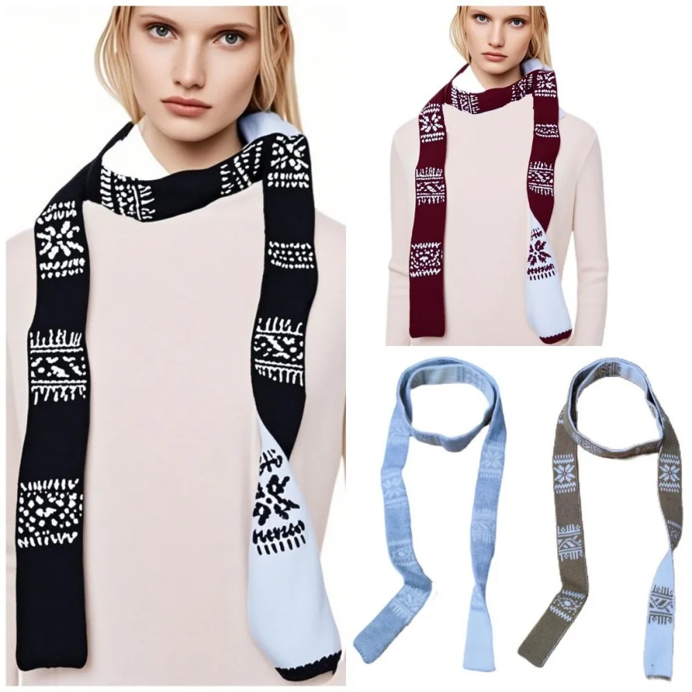 Striped Plush Scarf Womens Niche Sense Spice Girl Versatile Decoration Korean Version Thin and Narrow Long Scarf 250806
